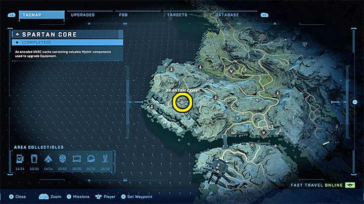 Rdzeń jest w południowo-zachodniej części regionu - Halo Infinite: Zbrojownie i rdzenie Spartan (Kontakty) - Halo Infinite - poradnik do gry