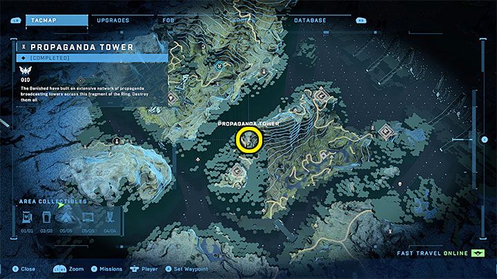 Wieża jest w północno-zachodniej części regionu - Halo Infinite: Wieże propagandowe (Cmentarzyska) - Halo Infinite - poradnik do gry