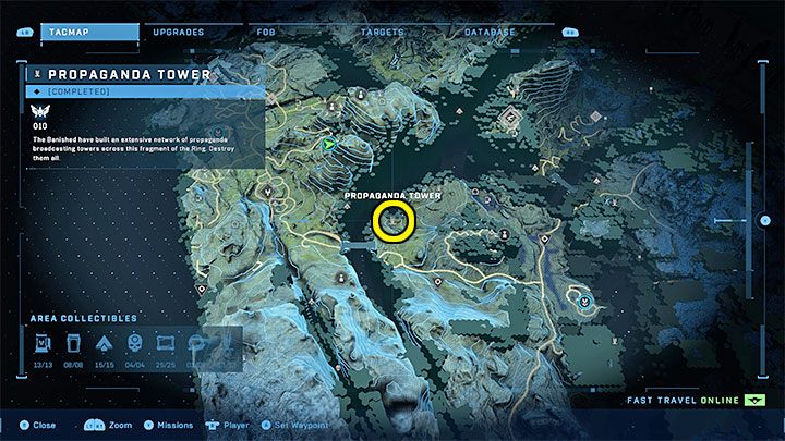 Wieża jest w północno-zachodniej części regionu - Halo Infinite: Wieże propagandowe (Rekonstrukcja) - Halo Infinite - poradnik do gry