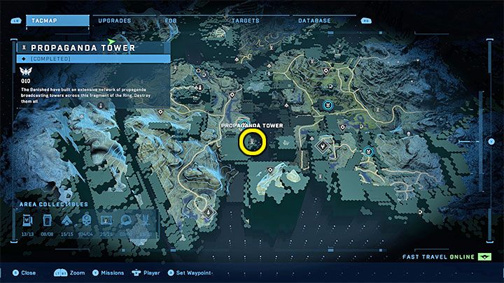 Wieża jest w zachodniej części regionu, niedaleko jednej z baz WBO - Halo Infinite: Wieże propagandowe (Rekonstrukcja) - Halo Infinite - poradnik do gry
