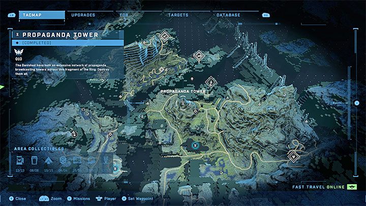 Wieża jest w północno-zachodniej części regionu, niedaleko regionu Cmentarzyska - Halo Infinite: Wieże propagandowe (Rekonstrukcja) - Halo Infinite - poradnik do gry