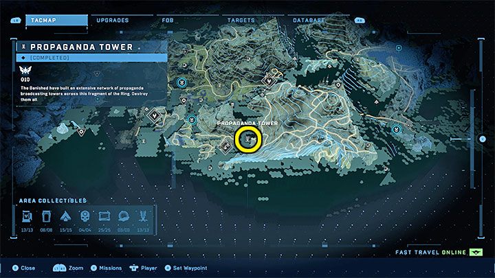 Wieża jest w południowej części regionu - Halo Infinite: Wieże propagandowe (Rekonstrukcja) - Halo Infinite - poradnik do gry
