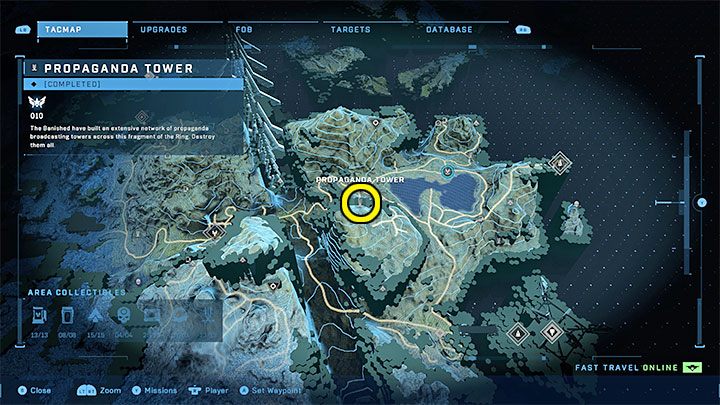 Wieża jest w północno-wschodniej części regionu - Halo Infinite: Wieże propagandowe (Rekonstrukcja) - Halo Infinite - poradnik do gry