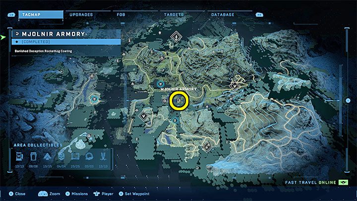 Zbrojownia jest w centralnej części regionu, w pobliżu dwóch baz WBO - Halo Infinite: Zbrojownie i rdzenie Spartan (Rekonstrukcja) - Halo Infinite - poradnik do gry