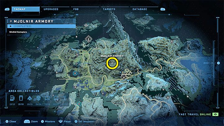 Zbrojownia jest na wzgórzu w centralnej części regionu, niedaleko Bramy rozdarcia - Halo Infinite: Zbrojownie i rdzenie Spartan (Rekonstrukcja) - Halo Infinite - poradnik do gry