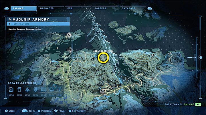 Zbrojownia jest w północnej części regionu - Halo Infinite: Zbrojownie i rdzenie Spartan (Rekonstrukcja) - Halo Infinite - poradnik do gry