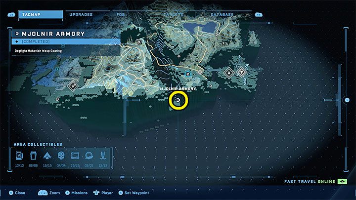 Zbrojownia jest na południowym krańcu regionu - Halo Infinite: Zbrojownie i rdzenie Spartan (Rekonstrukcja) - Halo Infinite - poradnik do gry