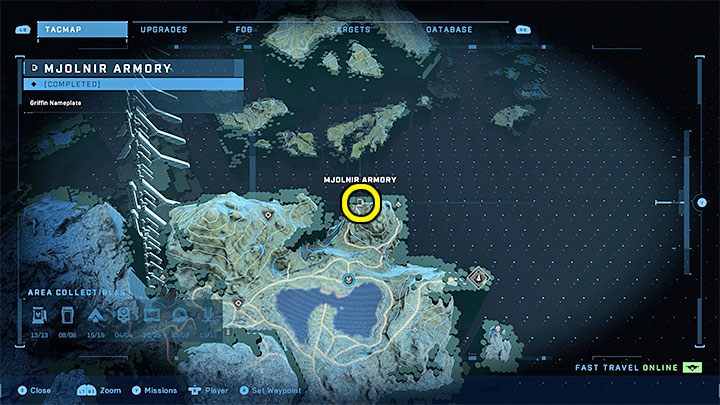 Zbrojownia jest w północno-wschodniej części regionu, obok jednego z artefaktów Prekursorów - Halo Infinite: Zbrojownie i rdzenie Spartan (Rekonstrukcja) - Halo Infinite - poradnik do gry