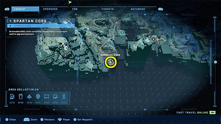 Rdzeń jest w południowo-zachodniej części regionu, obok jednego ze Znaczników powiązanych z główną fabułą - Halo Infinite: Zbrojownie i rdzenie Spartan (Rekonstrukcja) - Halo Infinite - poradnik do gry