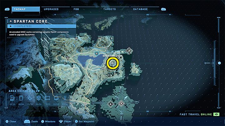 Rdzeń jest we wschodniej części regionu, niedaleko bazy WBO i jednego ze Znaczników - Halo Infinite: Zbrojownie i rdzenie Spartan (Rekonstrukcja) - Halo Infinite - poradnik do gry