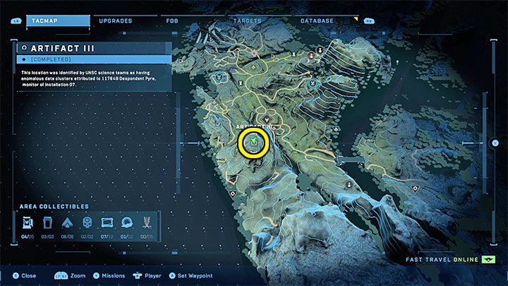 Trzeci artefakt jest na wzgórzu w niewielkiej odległości na południowy-zachód od Warowni okupu - Halo Infinite: Artefakty Prekursorów - lista wszystkich - Halo Infinite - poradnik do gry