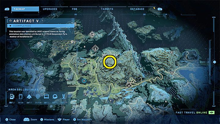 Piąty artefakt odnajduje się na północny-wschód od bazy WBO Juliet - Halo Infinite: Artefakty Prekursorów - lista wszystkich - Halo Infinite - poradnik do gry