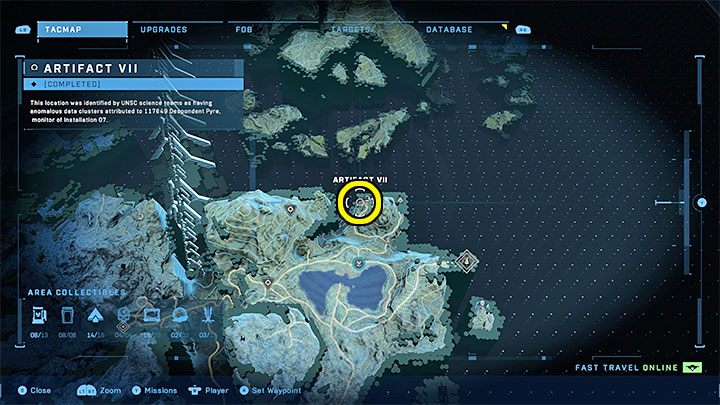 Ostatni siódmy artefakt jest w niewielkiej odległości na północ od bazy WBO November - Halo Infinite: Artefakty Prekursorów - lista wszystkich - Halo Infinite - poradnik do gry