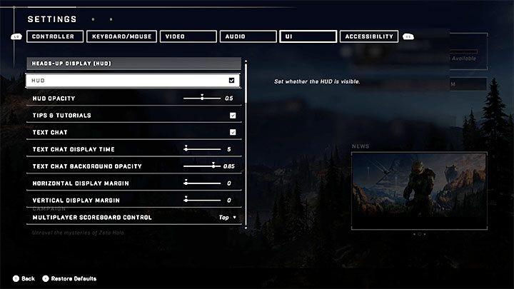 Wszystko ustawienia związane z HUD-em znajdziecie w zakładce Interfejs (UI) w opcjach - Halo Infinite: HUD - wyłączenie lub modyfikacja - Halo Infinite - poradnik do gry