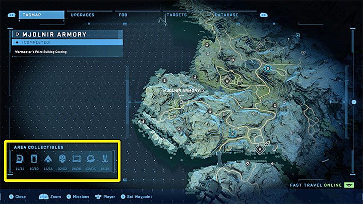 Gra zawiera wbudowany mechanizm pomagający w zebraniu 100% wymienionych wcześniej rodzajów sekretów - Halo Infinite: Sekrety - podstawowe informacje - Halo Infinite - poradnik do gry