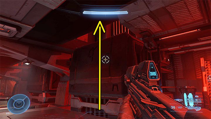 Zwróćcie uwagę na przemieszczające się po prawej stronie kontenery - Halo Infinite: Okręt wojenny Gbraakon (Upadek) - lista, czaszki, nagrania - Halo Infinite - poradnik do gry