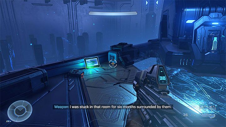Dziennik audio jest na lewo od dużego slotu z poszukiwanym nasionem mocy - Halo Infinite: Podpokład (Upadek) - lista, czaszki, nagrania - Halo Infinite - poradnik do gry