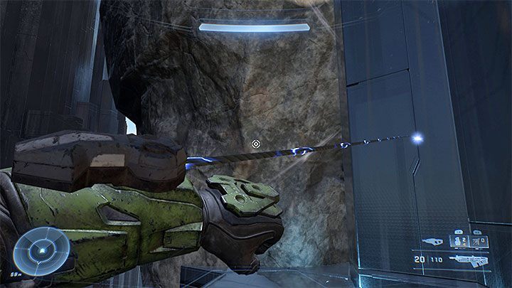 Po dotarciu na ostatnią małą czarną półkę obróćcie się w prawo i popatrzcie w dół - Halo Infinite: Na ślepo, 8. czaszka (otwarty świat) - gdzie znaleźć? - Halo Infinite - poradnik do gry