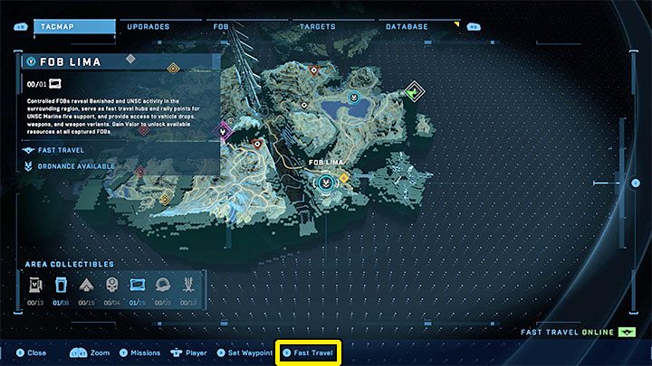 Szybkiej podróży możecie używać do przenoszenia się do sojuszniczych lokacji - przejętych wrogich fortec oraz baz WBO - Halo Infinite: Szybka podróż - jak używać? - Halo Infinite - poradnik do gry