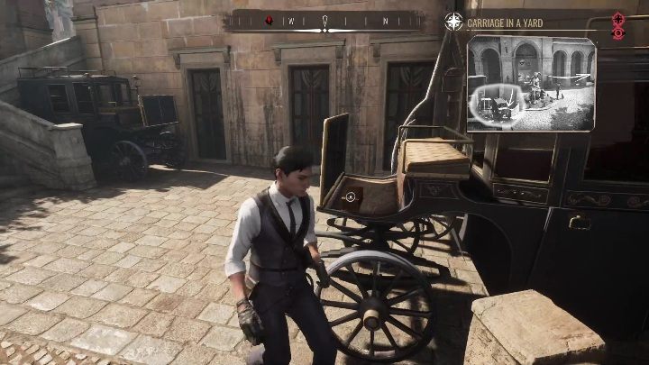 Dokładna lokalizacja: Pierwszy skarb znajdziecie na czarnym wozie, który stoi na podwórku pomiędzy budynkami - Sherlock Holmes Chapter One: Wyspa skarbów, etap 1 - solucja, opis przejścia - Sherlock Holmes Chapter One - poradnik do gry