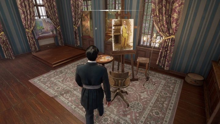 Waszą uwagę na starcie zwrócić może obraz postawiony na sztaludze - Sherlock Holmes Chapter One: Poza kątem oka - solucja, Pozostałe sprawy - Sherlock Holmes Chapter One - poradnik do gry