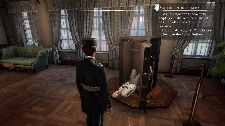 Gdy tylko wejdziecie po schodach na górę, zobaczycie ciało wypadające z sejfu - Sherlock Holmes Chapter One: Żelazna trumna - solucja, Pozostałe sprawy - Sherlock Holmes Chapter One - poradnik do gry