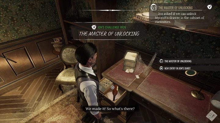 Wróćcie do gabinetu i zbadajcie szufladę, która wcześniej nie była dla Was dostępna - Sherlock Holmes Chapter One: Matczyna miłość, Gabinet osobliwości - solucja - Sherlock Holmes Chapter One - poradnik do gry