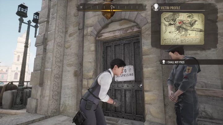 Po zbadaniu zwłok i rozmowie, możecie skorzystać z drzwi, na których szyld informuje o zakazie wejścia - Sherlock Holmes Chapter One: Miłość, śmierć, i Cordona - solucja, opis przejścia - Sherlock Holmes Chapter One - poradnik do gry