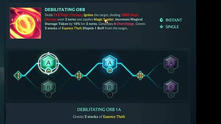 Na powyższym obrazku znajdziecie proponowane przez nas rozwinięcie natychmiastowej umiejętności Ahri - Wyniszczająca Kula (Debilitating Orb) - Ruined King: Ahri - gotowy build postaci, umiejętności, runy - Ruined King - poradnik do gry