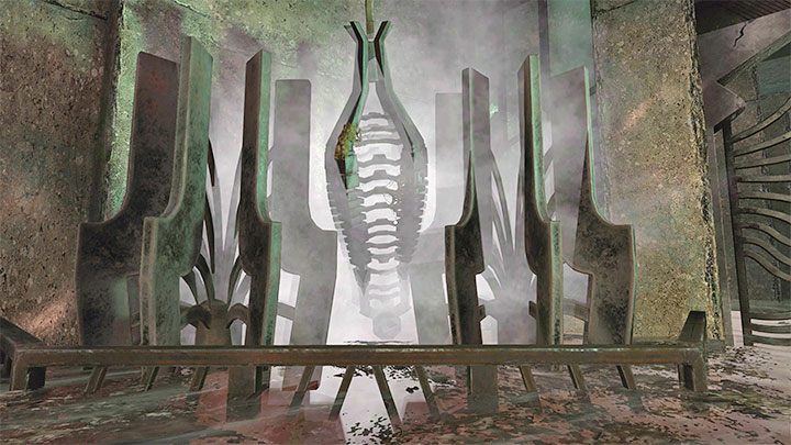 Powróćcie do zbiornika z mazią i zainteresujcie się wiszącym obiektem z obrazka 1 - Amnesia Rebirth: The Hunting Grounds - solucja, sekrety - Amnesia Rebirth - poradnik do gry