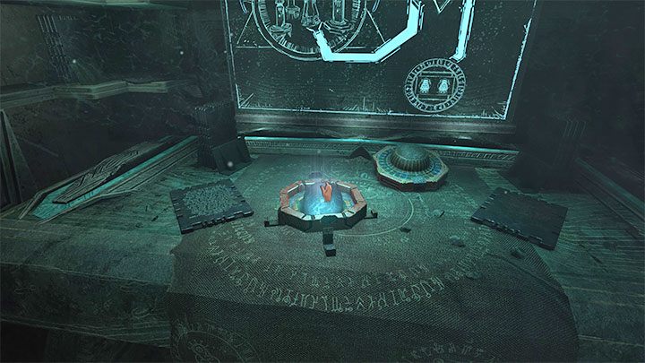 Dotrzecie do sali z konsolą i kilkoma dziwnymi konstrukcjami, w której do rozwiązania jest większa zagadka z teleporterem - Amnesia Rebirth: The Alchemists Chambers - solucja, sekrety - Amnesia Rebirth - poradnik do gry