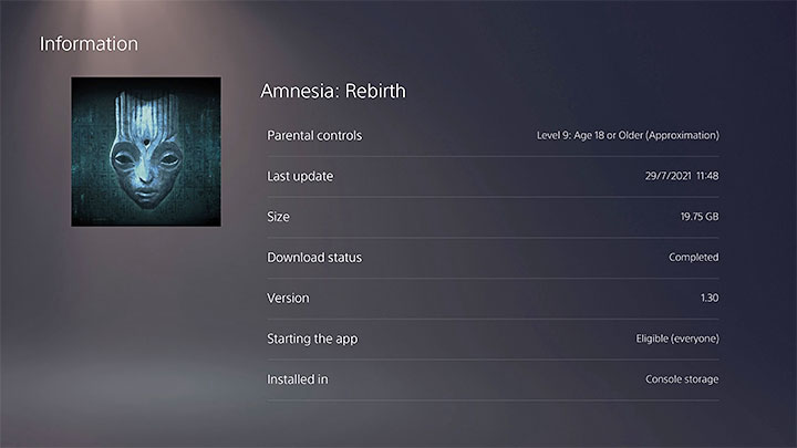 Wersje na konsole PS4 i PS5 (uruchamianie w trybie wstecznej kompatybilności) mają mniejsze wymagania co do ilości wolnego miejsca - Amnesia Rebirth: Miejsce na dysku - Amnesia Rebirth - poradnik do gry