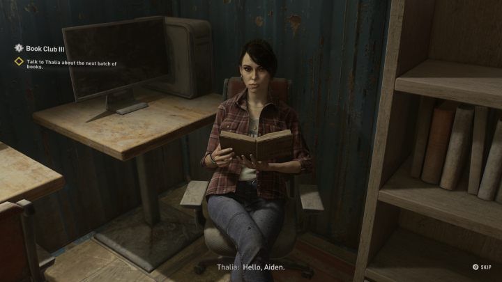 Porozmawiajcie z Thalią w bibliotece siedziby Stróżów Prawa w dzielnicy The Wharf - Dying Light 2: Klub książki 3 (Book Club 3) - solucja, opis przejścia - Dying Light 2 - poradnik do gry