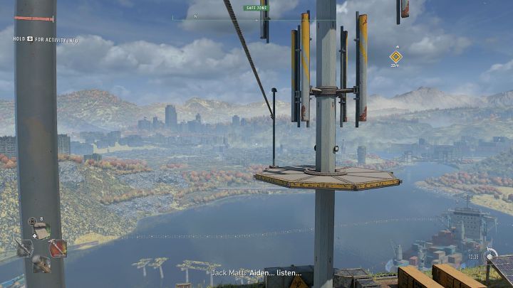 Następny etap jest znacznie prostszy, bo wystarczy złapać się liny i zjechać na platformę po przeciwnej stronie - Dying Light 2: Imperium - solucja, opis przejścia - Dying Light 2 - poradnik do gry