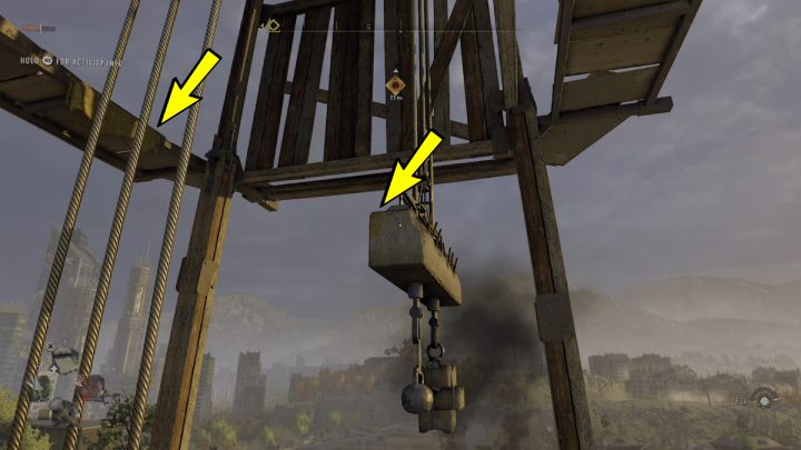 Poczekajcie, aż metalowa belka zjedzie w dół i doskoczcie do niej - Dying Light 2: Wiatraki (Quarry end) - lokalizacja - Dying Light 2 - poradnik do gry