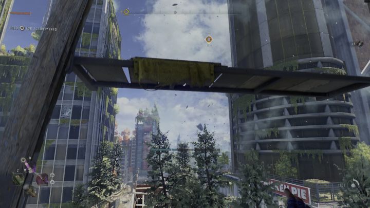Gdy podjedziecie do góry wskoczcie na drewniane deski, następnie odwróćcie się do tyłu i poskoczcie na przeciwległe deski - Dying Light 2: Garrison (Wiatraki)- lista wszystkich - Dying Light 2 - poradnik do gry
