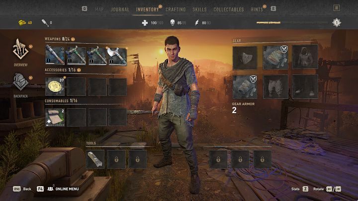 Aidena, głównego bohatera gry Dying Light 2 możecie zobaczyć przeglądając bronie oraz pozostałe akcesoria - Dying Light 2: Widok TPP - czy można włączyć? - Dying Light 2 - poradnik do gry