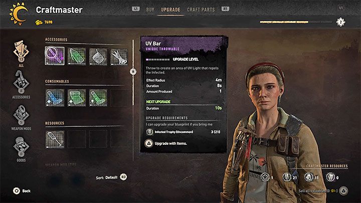 Wszystkie podstawowe informacje na temat trofeów zamieściliśmy na osobnej stronie Trofea z zarażonych - co z nimi robić - Dying Light 2: Farmienie trofeów z zarażonych - Dying Light 2 - poradnik do gry