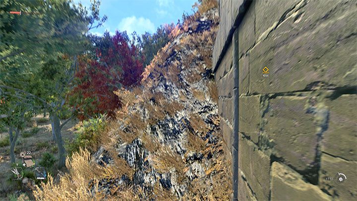 Podczas przeprawy przez las powinniście zauważyć ostrzeżenia o dużym polu minowym (przykładowa tabliczka na obrazku 1) - Dying Light 2: Obserwatorium - solucja, opis przejścia - Dying Light 2 - poradnik do gry