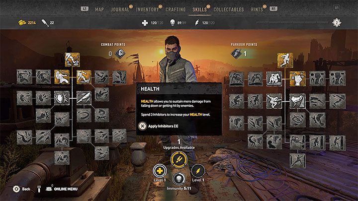 Aiden domyślnie ma 100 punktów zdrowia, ale możecie na stałe wydłużać pasek zdrowia - Dying Light 2: Leczenie - jak przywracać zdrowie? - Dying Light 2 - poradnik do gry