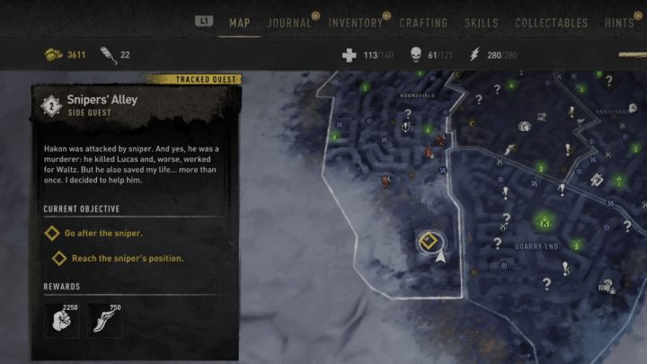 Zadanie poboczne odblokowuje się automatycznie po zadaniu fabularnym Rewolucja lub W mrok, jeśli pomogliście Hakonowi - Dying Light 2: Aleja snajperów - solucja, opis przejścia - Dying Light 2 - poradnik do gry