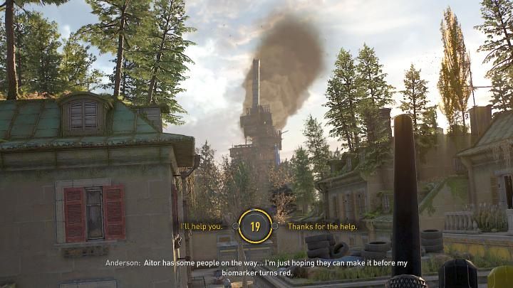 Gdy wyjdziecie z budynku, Aiden połączy się z Anderson przez krótkofalówkę - Dying Light 2: W mrok - pomóc Anderson czy nie? - Dying Light 2 - poradnik do gry