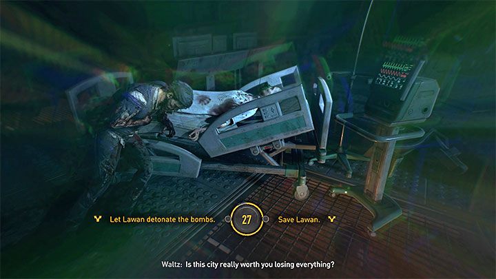 Po pokonaniu Waltza załączy się długa scenka z konfrontacji nim, Mią oraz Lawan planującą zdetonować bomby - Dying Light 2: X13 - zakończenie 1 czy zakończenie 2? - Dying Light 2 - poradnik do gry