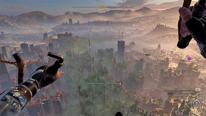 Paralotnia jest niezwykle istotnym gadżetem używanym do latania po mieście i docierania na trudno dostępne półki i dachy - Dying Light 2: Narzędzia - jak ulepszać? - Dying Light 2 - poradnik do gry