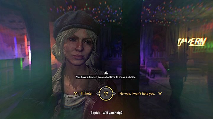 Jeśli zgodziliście się pomóc Sophie, przejdziecie do kolejnej fazy dialogu, gdzie znowu będziecie musieli wybrać jedną z dwóch opcji - Dying Light 2: Nalot - solucja, opis przejścia - Dying Light 2 - poradnik do gry