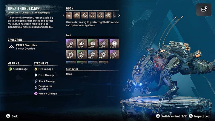 Konfrontację z bossem powinniście rozpocząć od przeskanowanie gromoszczęka - Horizon Forbidden West: Gromoszczęk Alfa (Apex Thunderjaw) - boss z zadania Grobowiec Faro - Horizon Forbidden West - poradnik do gry
