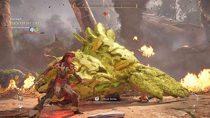 Skutecznie osłabiany boss może rozbić się o ziemię - Horizon Forbidden West: Sięgnąć gwiazd (Reach for the Stars) - solucja, opis przejścia - Horizon Forbidden West - poradnik do gry