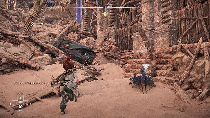 Wyjście z areny znajduje się za miejscem, w którym rozbił się o ziemię zniszczony ślizgawiec - Horizon Forbidden West: Kulrut (The Kulrut) - solucja, opis przejścia - Horizon Forbidden West - poradnik do gry