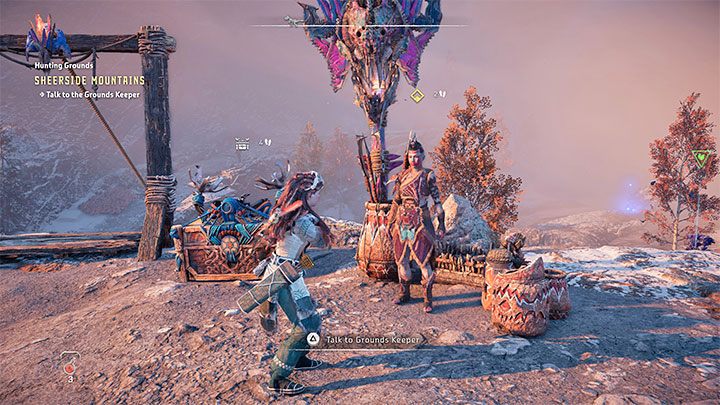 Na terenach łowieckich możecie spotkać handlarza sprzedającego bronie dystansowe i niektóre z nich mogą przydać się podczas zaliczania prób - Horizon Forbidden West: Tereny łowieckie: Góry Urwiste - opis przejścia prób - Horizon Forbidden West - poradnik do gry