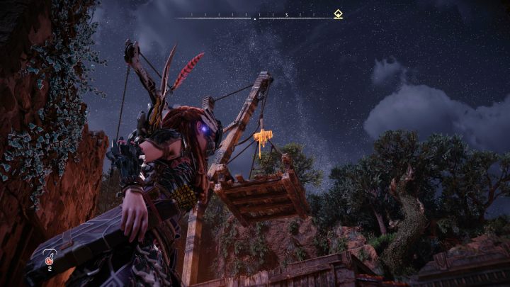 Przejdźcie do następnego pomieszczenia i wskoczcie na drabinę, aby dostać się na wyższy poziom - Horizon Forbidden West: Plemię z daleka (A Tribe Apart) - solucja, opis przejścia - Horizon Forbidden West - poradnik do gry